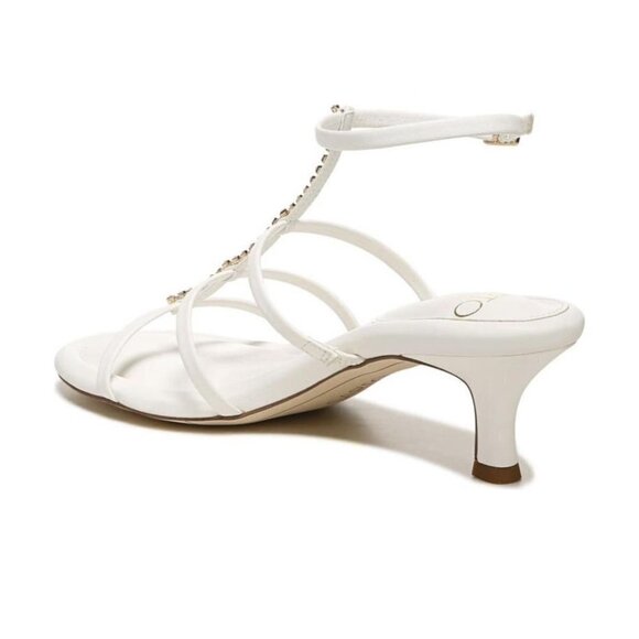 Franco Sarto Womens White Leather Rhinestones Kitten Heel Sandals Sz 8.5 New - Picture 2 of 15